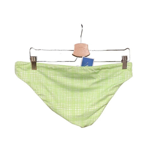 Solid & Striped Lime Green White Plaid Gingham Reversible Bikini Bottom Size XL - Picture 5 of 8